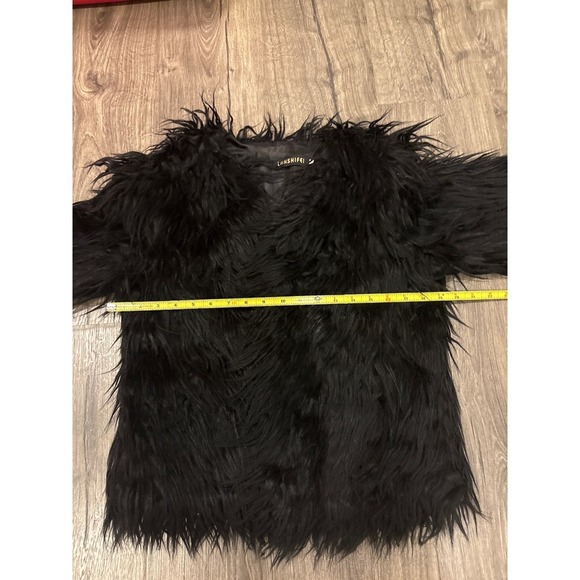 LANSHIFEI Black Shaggy Faux Fur Jacket Coat Women's XXL - Picture 7 of 8